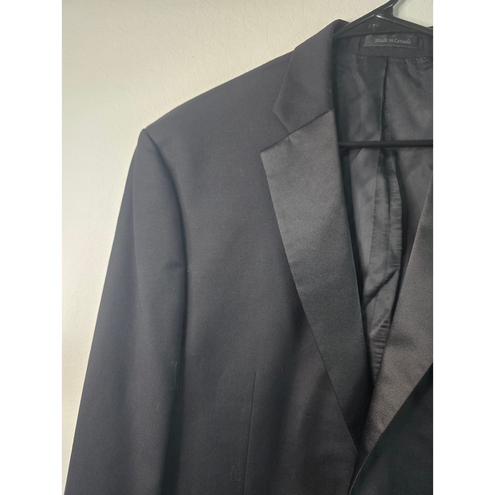 Lauren Ralph Lauren Mens Black 100% Wool Natural Tuxedo Jacket Blazer 46R EUC - Picture 2 of 12